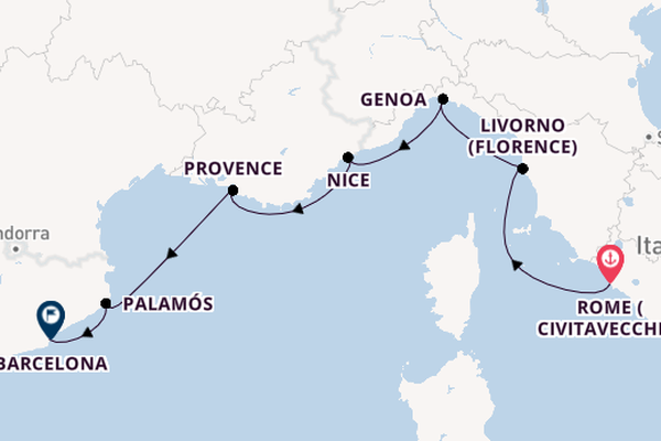 Western Mediterranean from Rome (Civitavecchia), Italy with the Azamara Quest