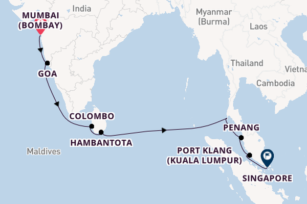 India's Golden Triangle, The gate of India & cruise to Singapore