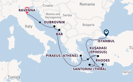 Eastern Mediterranean from Ravenna, Italy with the Norwegian Viva