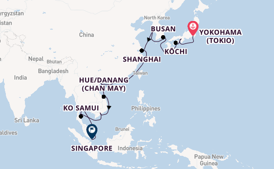 Zuidoost-Azië vanaf Tokio met de Mein Schiff 6