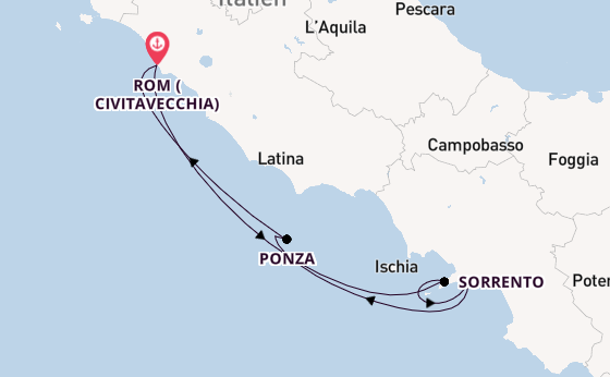 Westliches Mittelmeer ab Civitavecchia (Rom), Italien auf der Royal Clipper