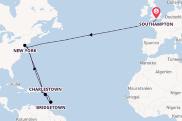 Beeindruckende Kreuzfahrt von Southampton nach New York