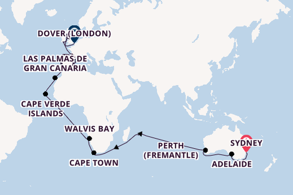 Western Mediterranean from Sydney, Australia with the Crown Princess