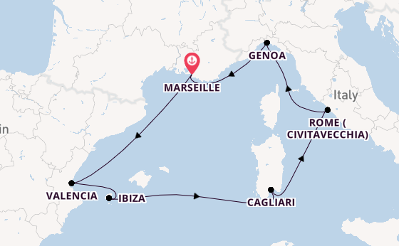 Western Mediterranean from Marseille, France with the MSC Musica