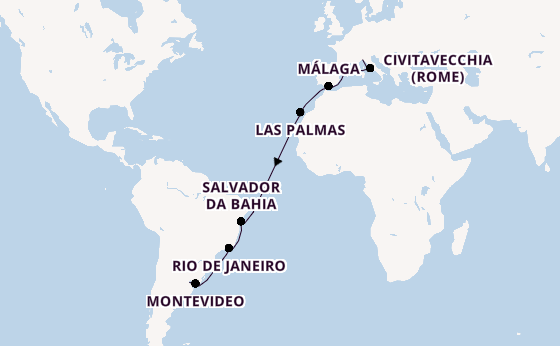 trans-Atlantisch vanaf Genua, Italië met de MSC Splendida
