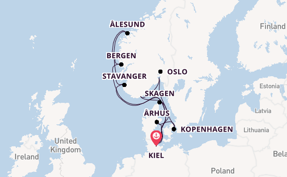 Noorwegen vanaf Kiel, Duitsland met AIDAnova