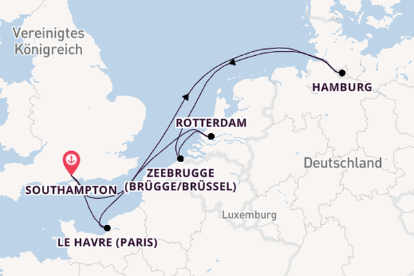 England ab Southampton, Großbritannien auf der MSC Preziosa