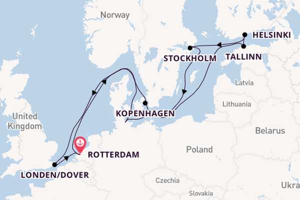 Engeland vanaf Rotterdam, Nederland met de Nieuw Statendam