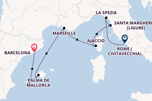 Western Mediterranean from Barcelona, Spain with the Sun Princess