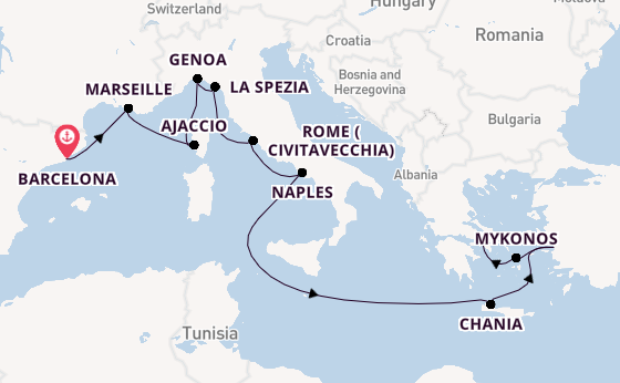 Mediterranean from Barcelona, Spain with the Sun Princess