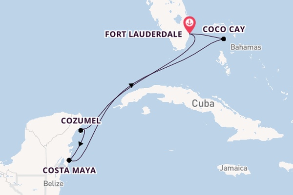 Westelijke Caraïben vanaf Fort Lauderdale, Verenigde Staten met de Adventure of the Seas