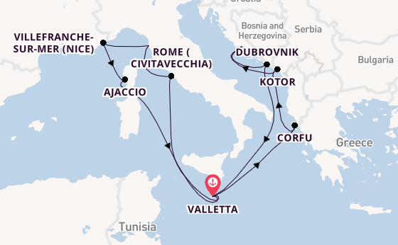 Mediterranean Sea from Valletta, Malta with the Azura