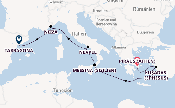 Mittelmeer ab Piräus (Athen), Griechenland auf der Celestyal Discovery