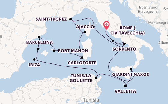 Western Mediterranean from Rome (Civitavecchia), Italy with the EXPLORA II