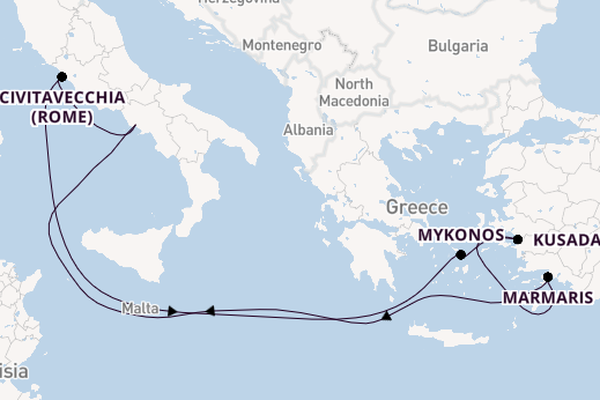 Middellandse Zee vanaf Napels, Italië met de MSC Divina
