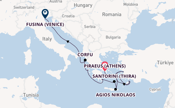 Eastern Mediterranean from Piraeus (Athens), Greece with the Azamara Onward