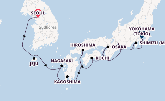 Japan ab Seoul, Südkorea auf der Norwegian Jade