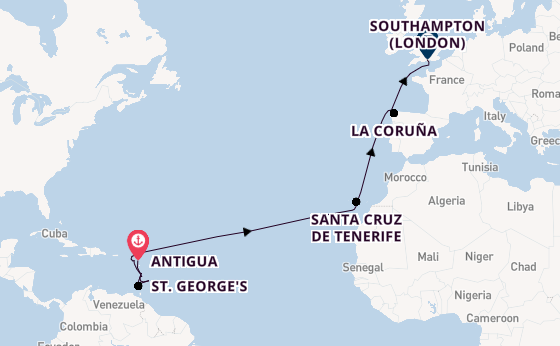 Caribbean from Antigua, Antigua and Barbuda with the Arvia