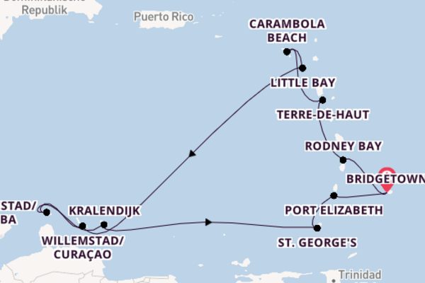 Südliche Karibik ab Bridgetown, Barbados auf der Seabourn Ovation