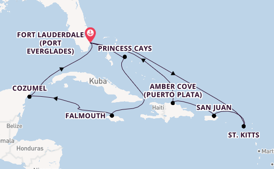 Karibik ab Fort Lauderdale (Port Everglades), USA auf der Sky Princess