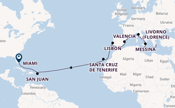 Transatlantic from Athens (Piraeus), Greece with the Aurelia