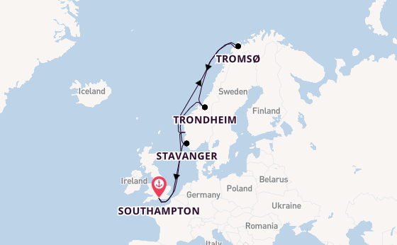 Norway from Southampton, England with the Queen Mary 2