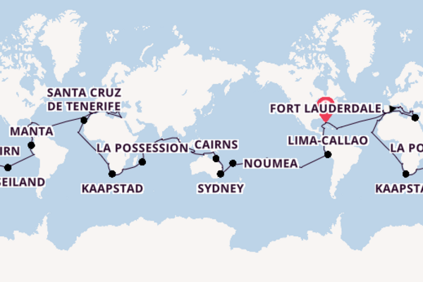 Wereldreizen vanaf Fort Lauderdale, Verenigde Staten met de Zuiderdam