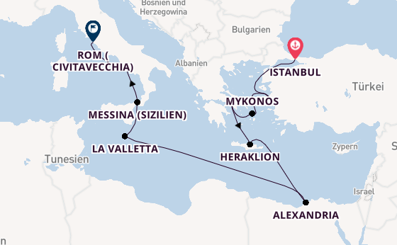 Mittelmeer ab Istanbul, Türkei auf der Seven Seas Navigator
