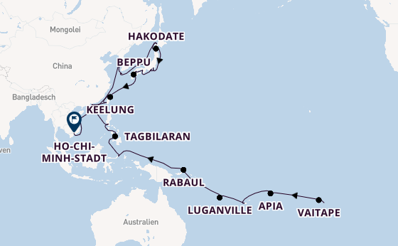 Ostasien ab Papeete (Tahiti), Französisch-Polynesien auf der VASCO DA GAMA