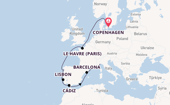 Western Mediterranean from Copenhagen, Denmark with the Costa Diadema