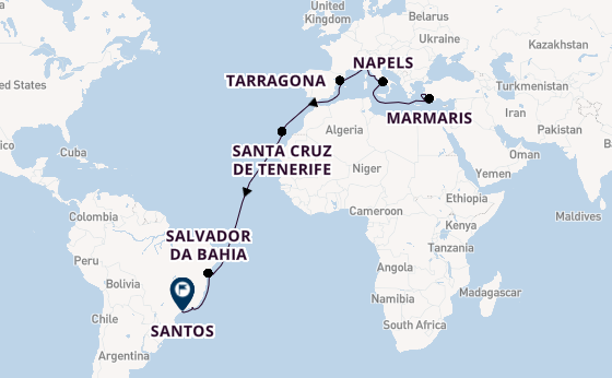 trans-Atlantisch vanaf Kusadasi (Efeze), Turkije met de MSC Divina