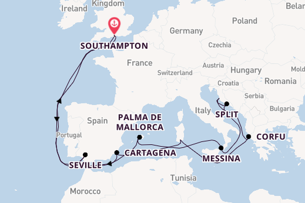 Mediterranean Sea from Southampton, England with the Britannia 
