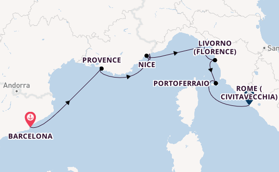 Western Mediterranean from Barcelona, Spain with the Azamara Quest