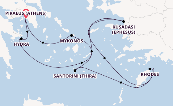Eastern Mediterranean from Piraeus (Athens), Greece with the Celebrity Infinity