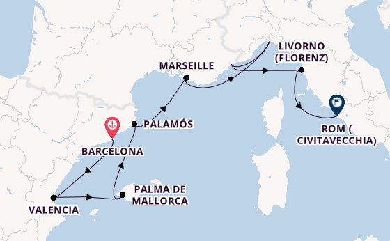 Westliches Mittelmeer ab Barcelona, Spanien auf der EXPLORA II