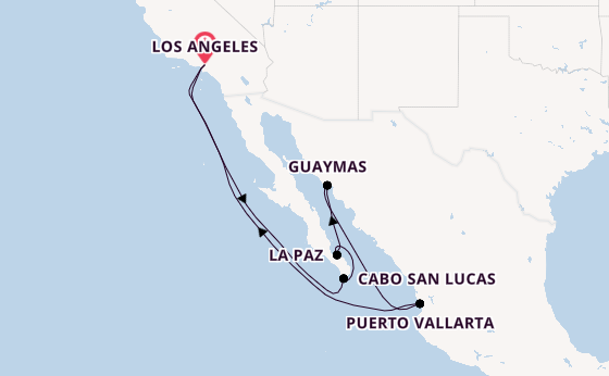 Mexican Riviera from Los Angeles, California, USA with the Emerald Princess