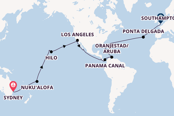 Round-the-World Trip from Sydney, Australia with the Queen Elizabeth