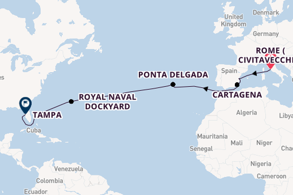 Transatlantic from Rome (Civitavecchia), Italy with the Brilliance of the Seas