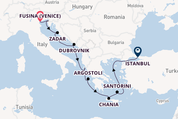 Mediterranean Sea from Fusina (Venice) with the Azamara Onward