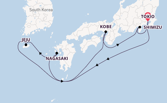 Japan vanaf Tokio, Japan met de Diamond Princess