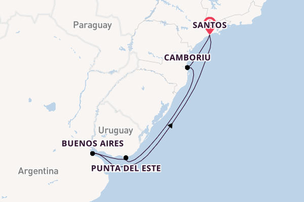 South America from Santos, Brazil with the MSC Seaview