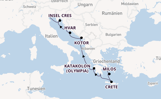 Östliches Mittelmeer ab Piräus (Athen), Griechenland auf der Star Clipper