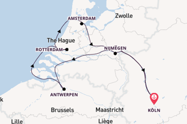 Rhein ab Köln, Deutschland auf der MS VistaSky
