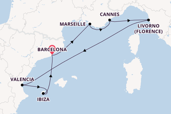 Western Mediterranean from Barcelona, Spain with the Resilient Lady