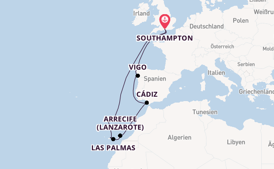 Kanarische Inseln ab Southampton, Großbritannien auf der Iona