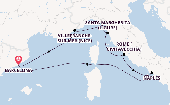 Western Mediterranean from Barcelona, Spain with the Celebrity Xcel