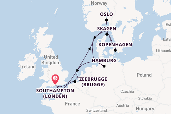 Engeland vanaf Southampton (Londen), Engeland met de Majestic Princess
