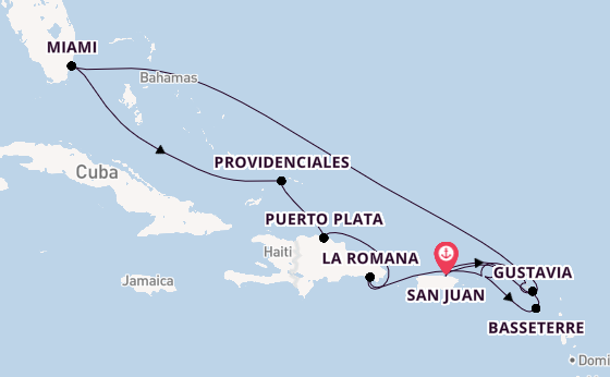 Caribbean vanaf San Juan, Puerto Rico met de EXPLORA III