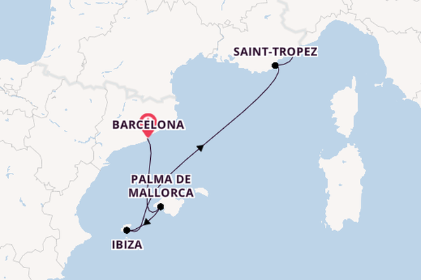 Western Mediterranean from Barcelona, Spain with the Evrima