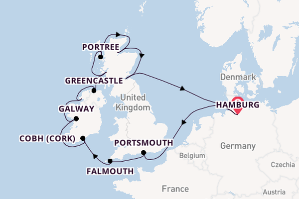Britse Eilanden vanaf Hamburg, Duitsland met de MS EUROPA 2